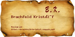 Brachfeld Kristóf névjegykártya